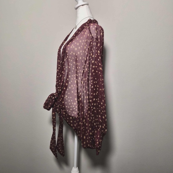 Free People Plus Size Friendly Star Dazed Tie Front Whimsy Hippie Boho Kimono OS - Picture 5 of 10